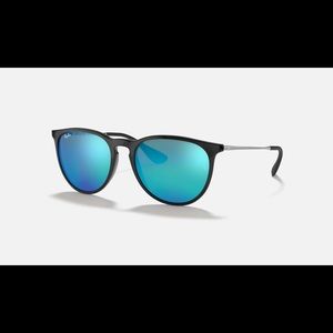 Black Ray Ban with Vibrant Blue Reflection